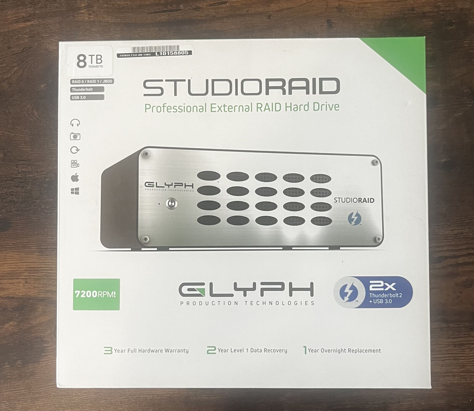 GLYPH SR8000 STUDIORAID 8TB 2-BAY USB 3.1 GEN 1 RAID ARRAY EXTERNAL HARD DRIVE