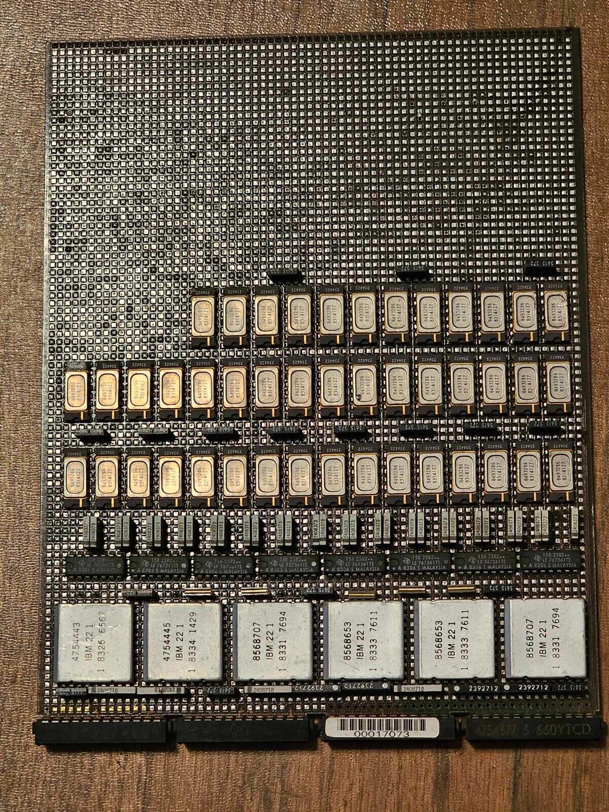 Rare Retro Vintage IBM Mainframe Board Module w/44 Gold IC Chips / Collector