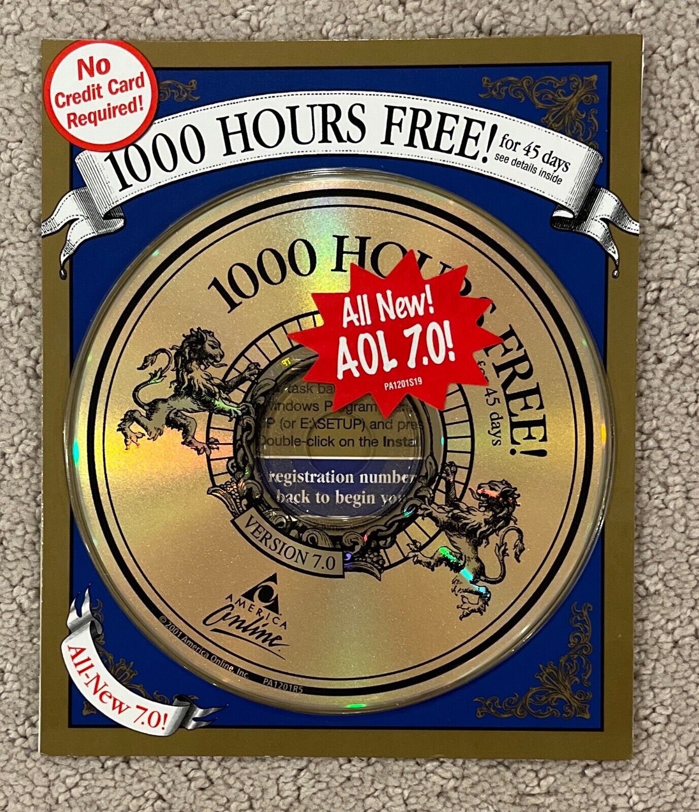 Vintage AOL 7.0 1000 Hours for 45 Days Free Trial CD