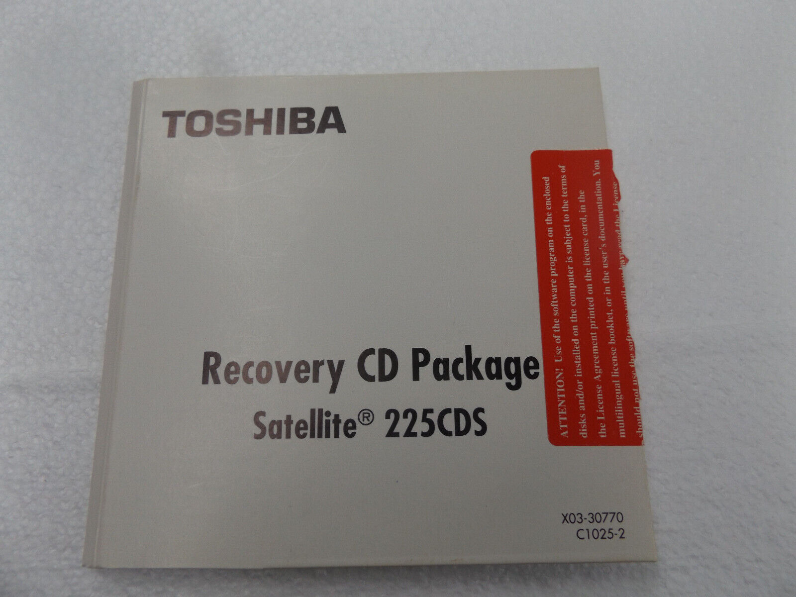 Vintage Toshiba Satellite 225CDS Recovery CD Package RARE