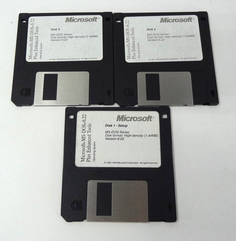 Vintage Microsoft MS-DOS 6.22 Plus Enhanced Tools Operating System 1994
