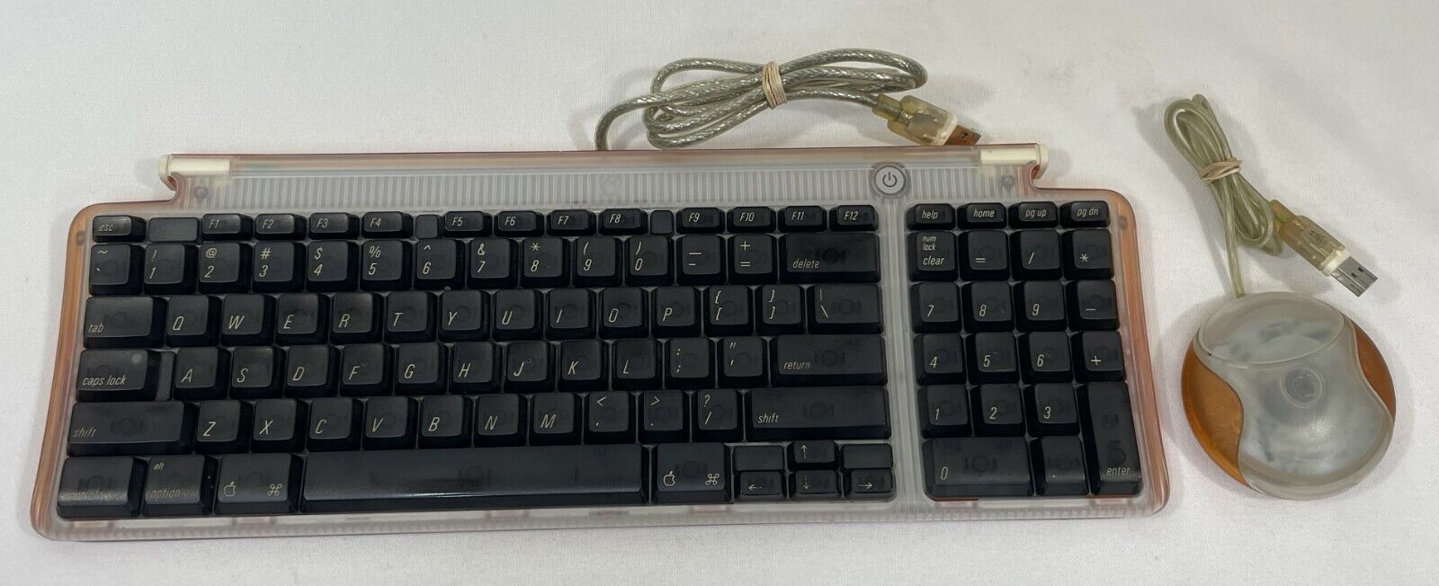 VINTAGE Apple USB Keyboard Pro M2452 Clear Tangerine Orange  W/ USB MOUSE M4848