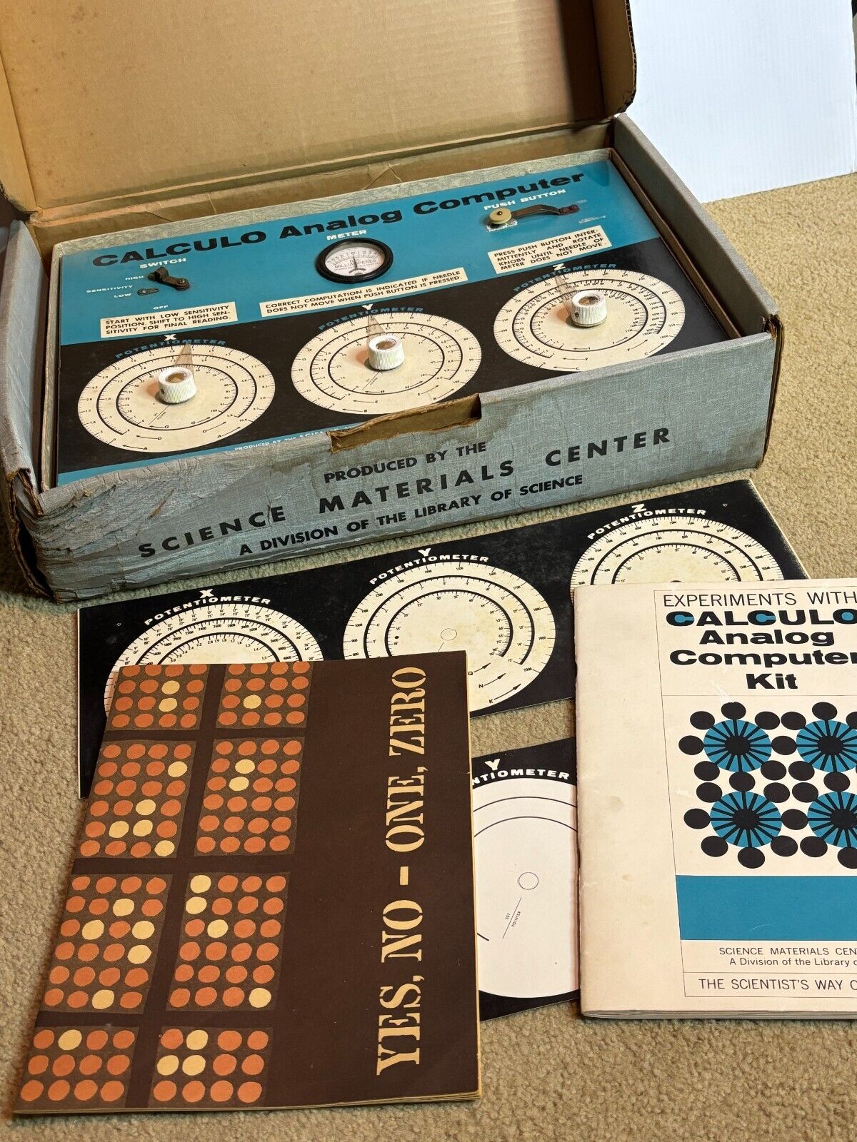 Vintage 50s Library of Science Calculo Analog Early Home DIY Computer Kit + Box