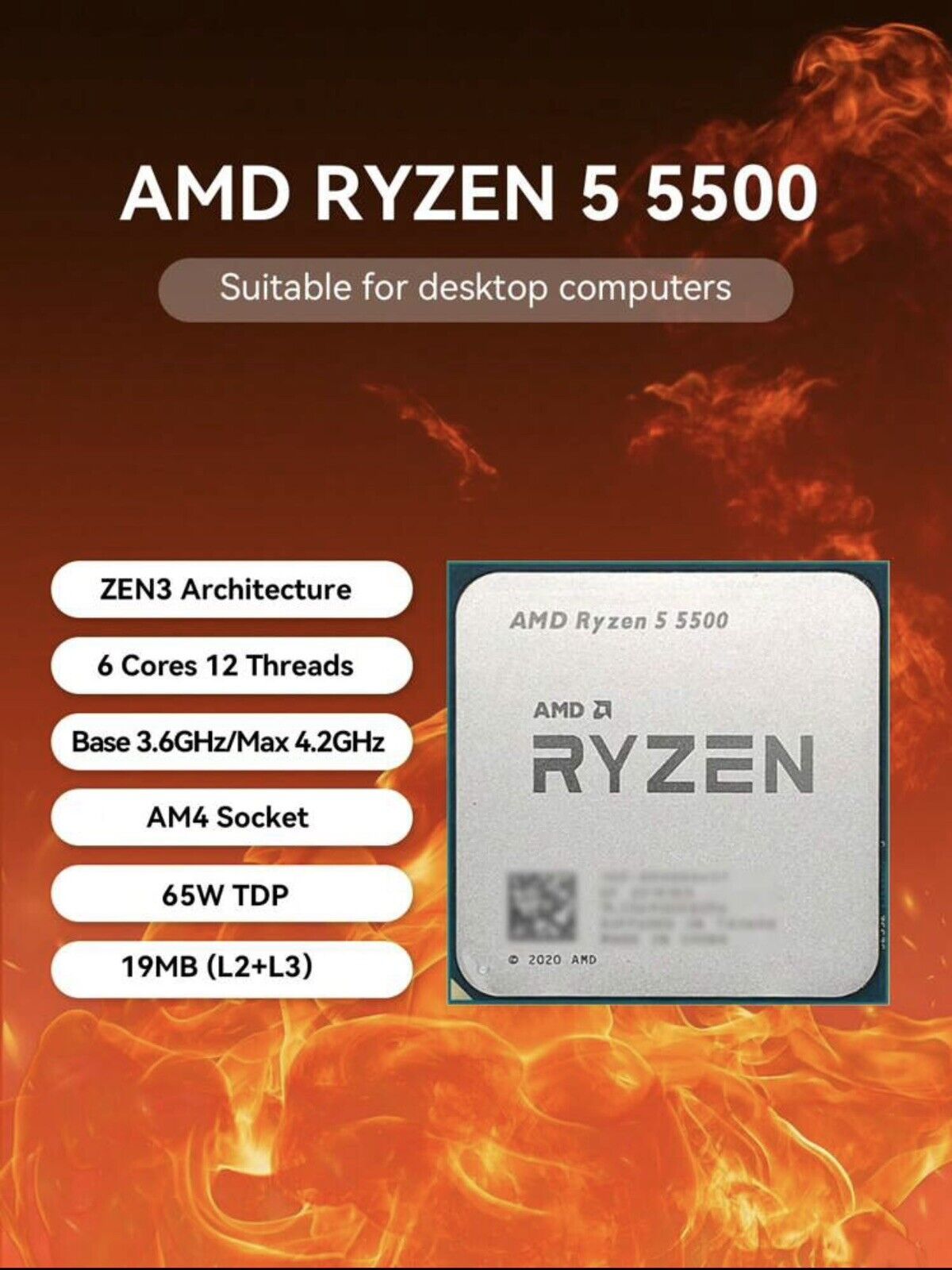 AMD - Ryzen 5 5500 3.6 GHz Six-Core AM4 Processor