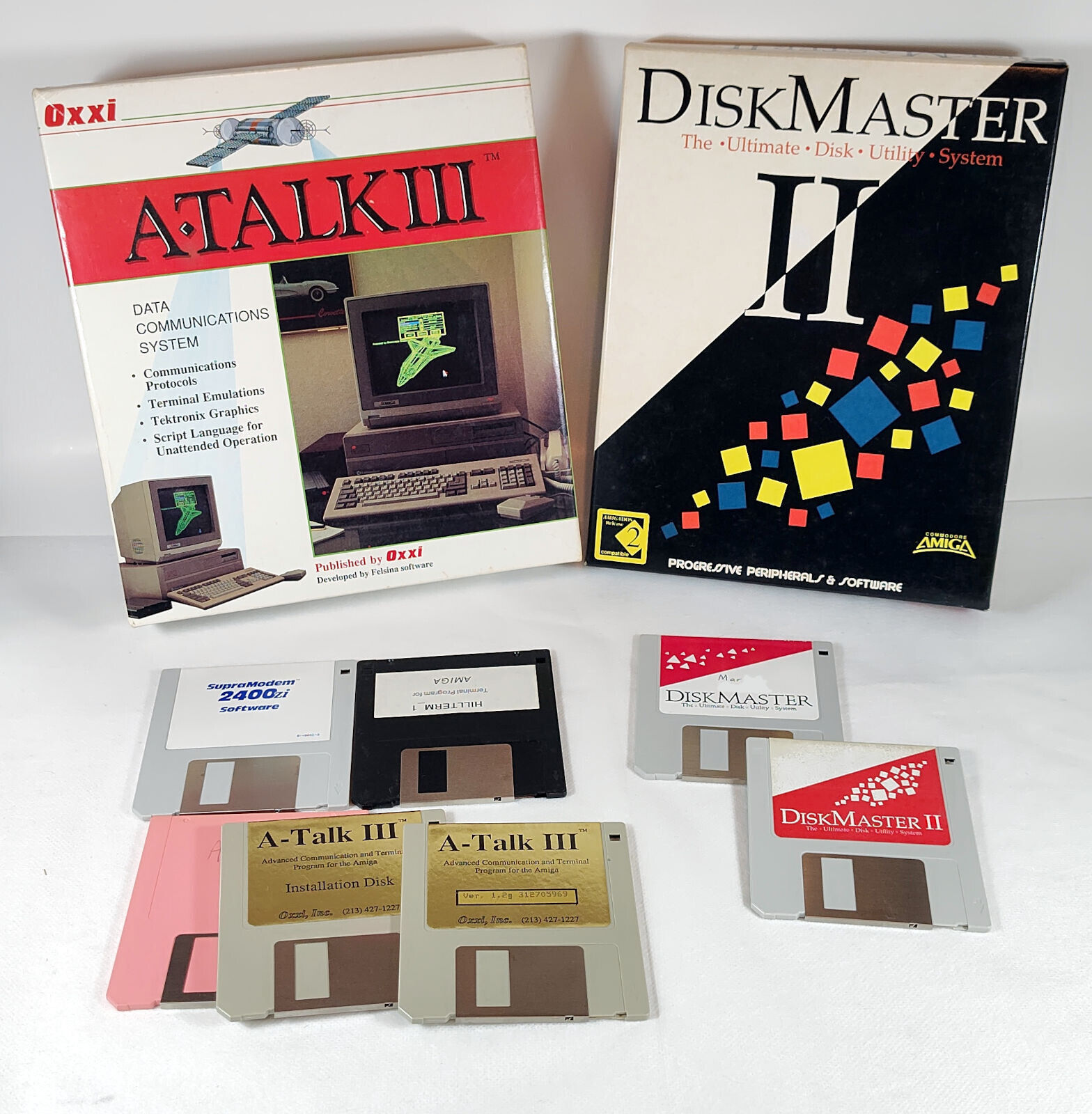 Lot of 3 Amiga Utility programs - A-Talk III and Diskmaster 1 and Diskmaster 2