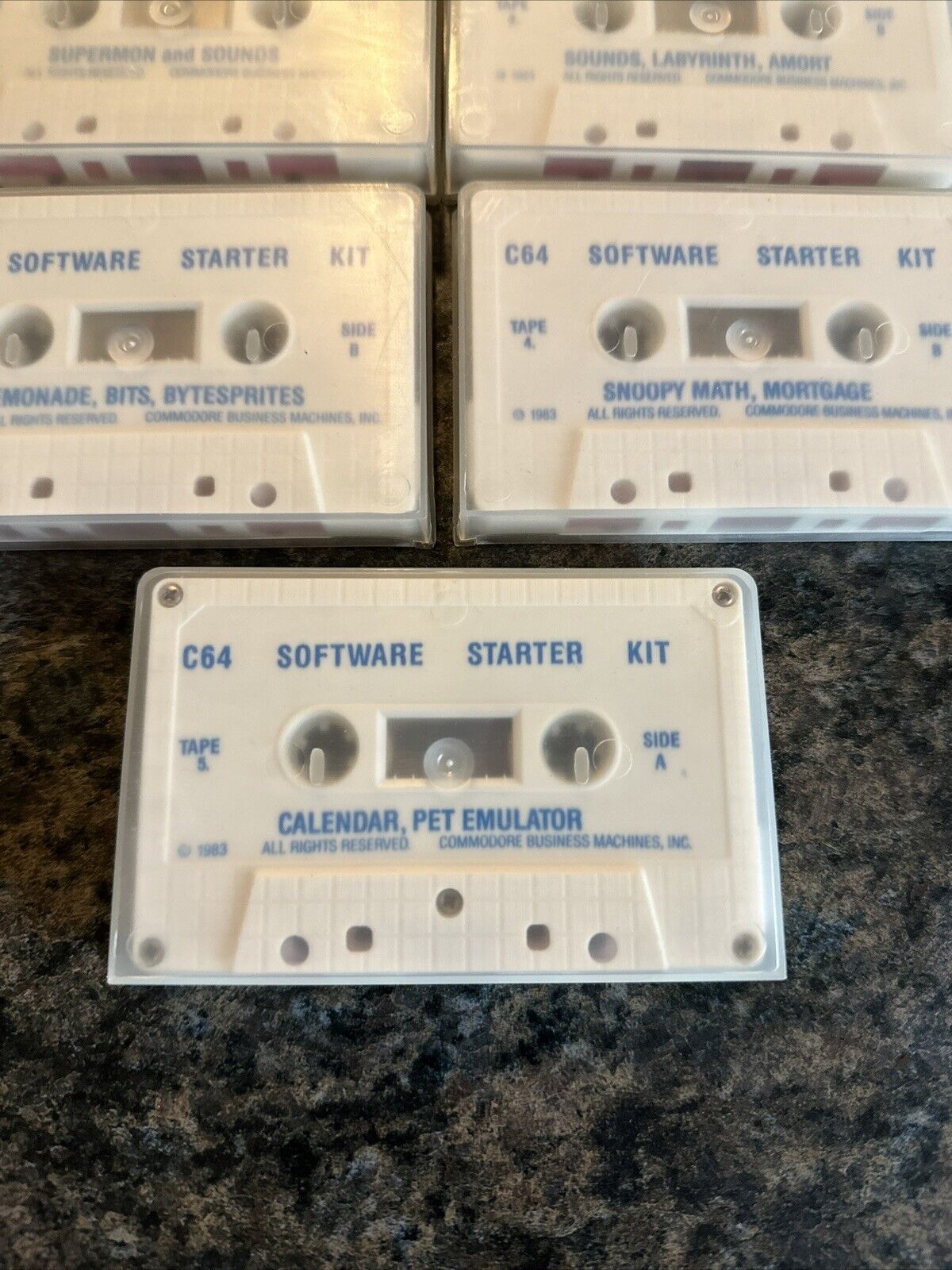 5-Commodore 64 Vintage Software Starter Kit Cassettes With Case VG Condition.
