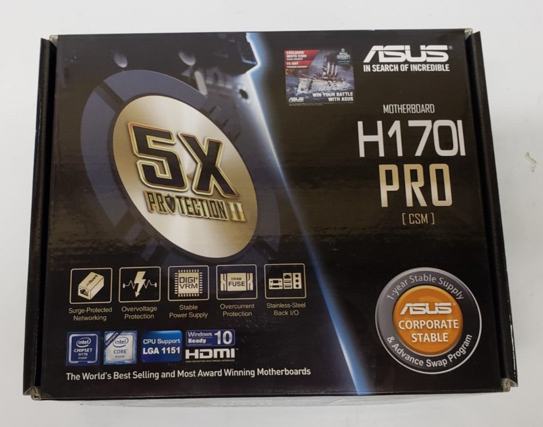 Asus H170I-PRO Motherboard LGA 1151 DDR4 SDRAM PCIe 3.0x16 - Opened Box