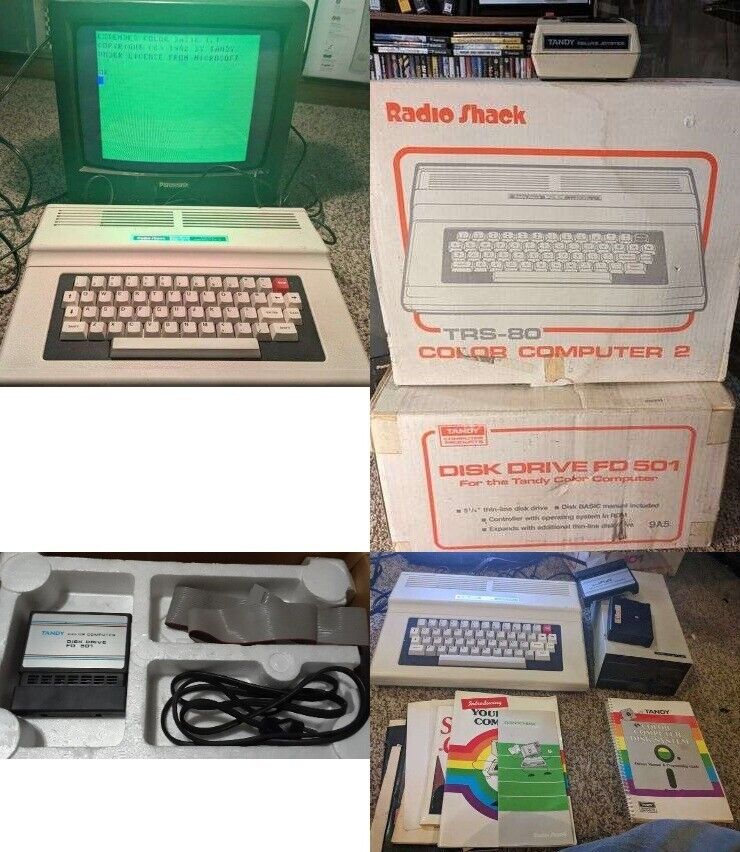 Tandy TRS 80 Computer 2 w/Disc Drive FD-501, Joystick & Original Boxes & Manuals