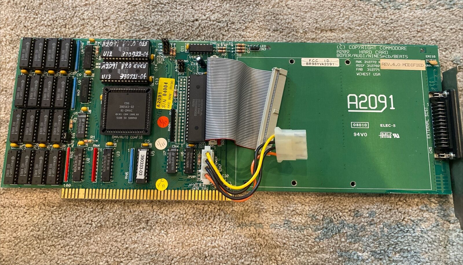 Commodore Amiga A2091 HDD SCSI Controller   A2009 Hard card rev. 4.0 modified