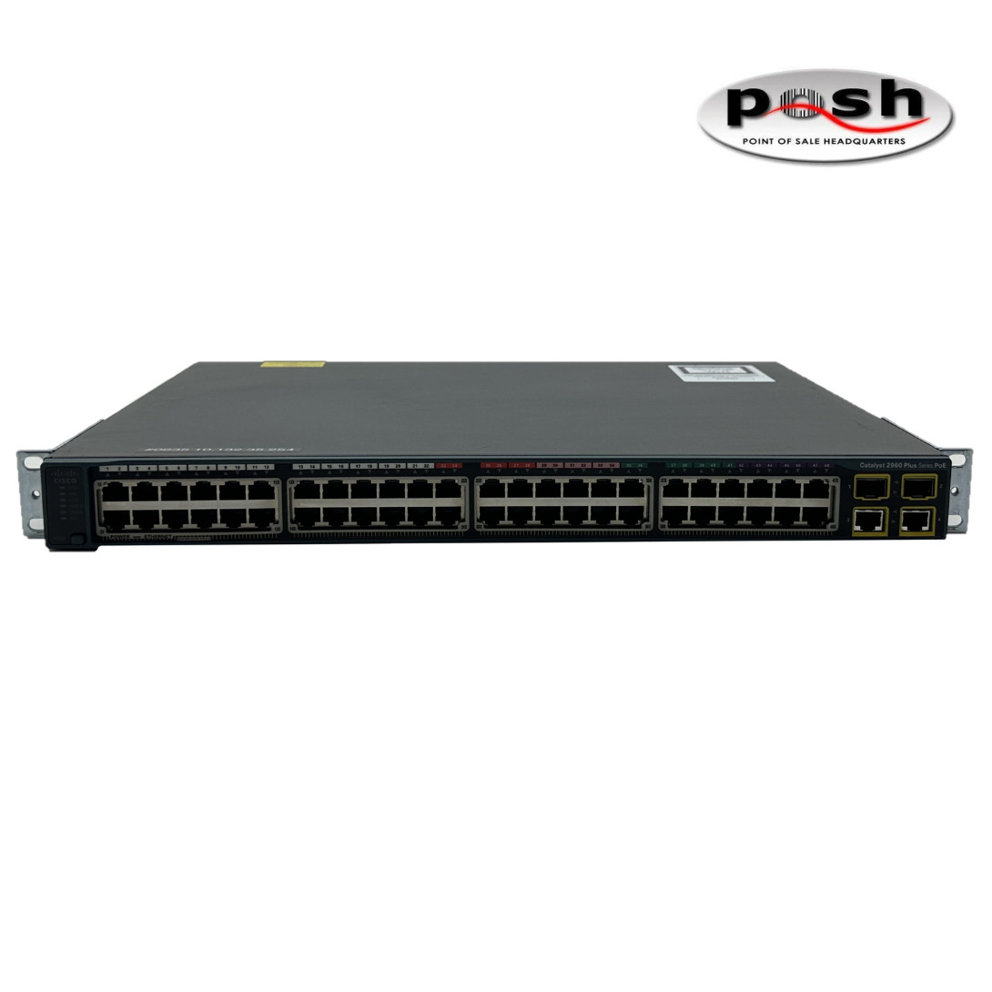 Cisco C2960-48 Port 10/100 Ethernet PoE Switch w/ Mounts P/N: WS-C2960+48PST-L