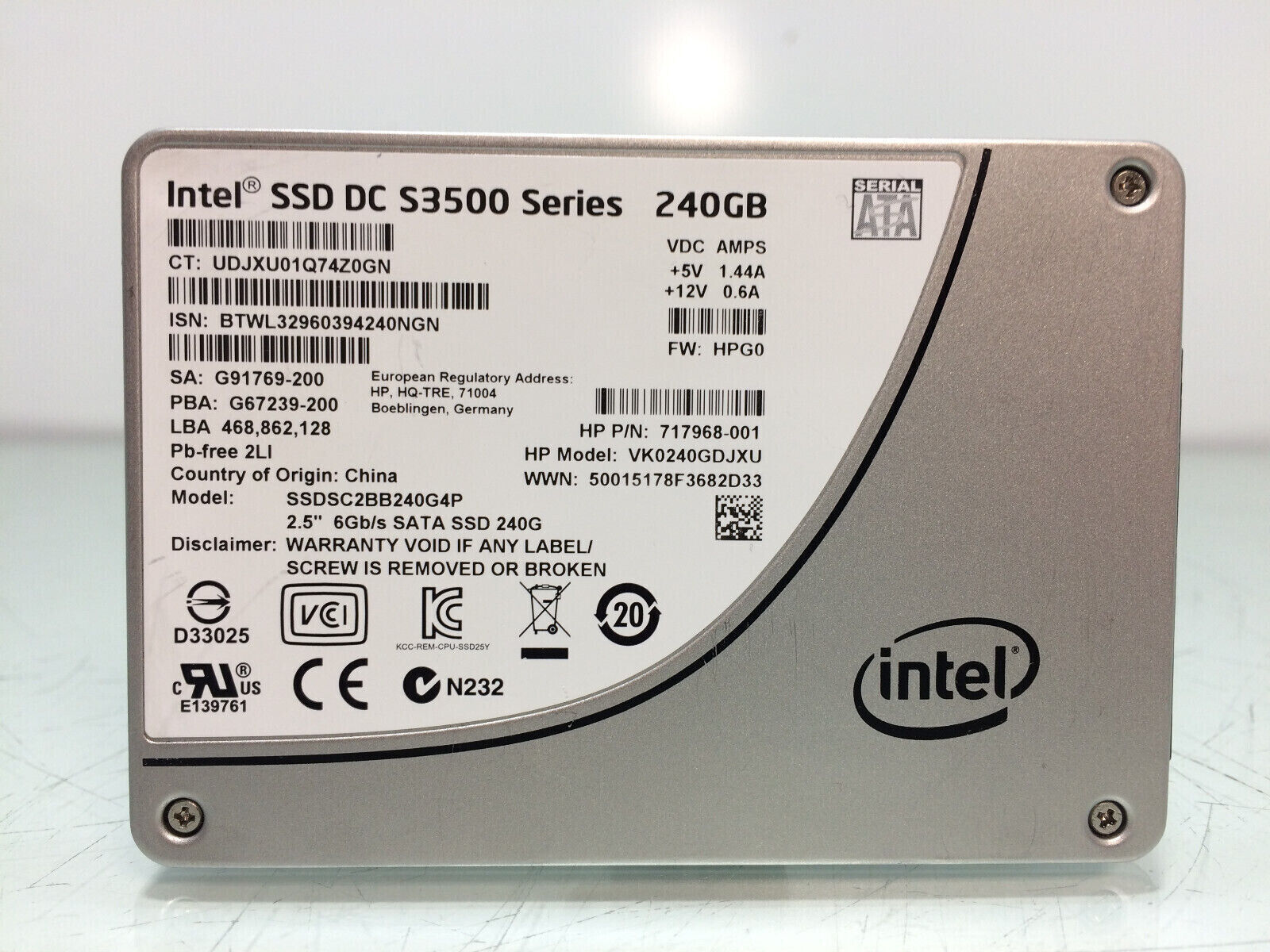 Intel SSDSC2BB240G4P DC S3500 Series 240GB 2.5